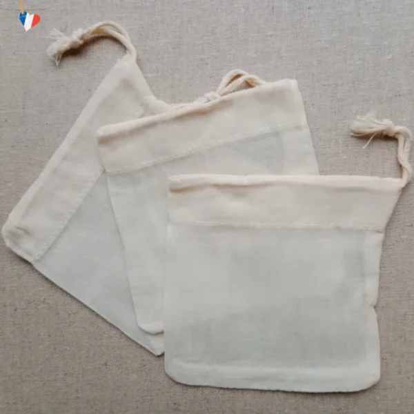 Pochette de rangement en coton biologique de fabrication française