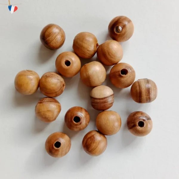 Perles en bois d'olivier 10mm - Fabrication Française