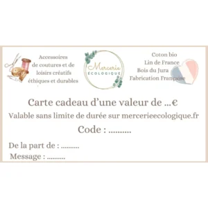 Carte-cadeau Mercerie écologique - Format imprimable
