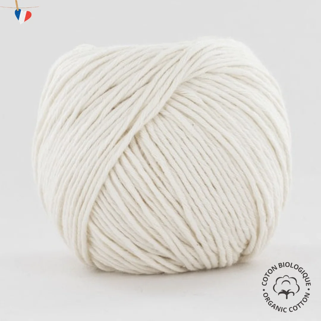 Fil à tricoter en coton biologique certifié GOTS - 9 brin - Fabrication Française