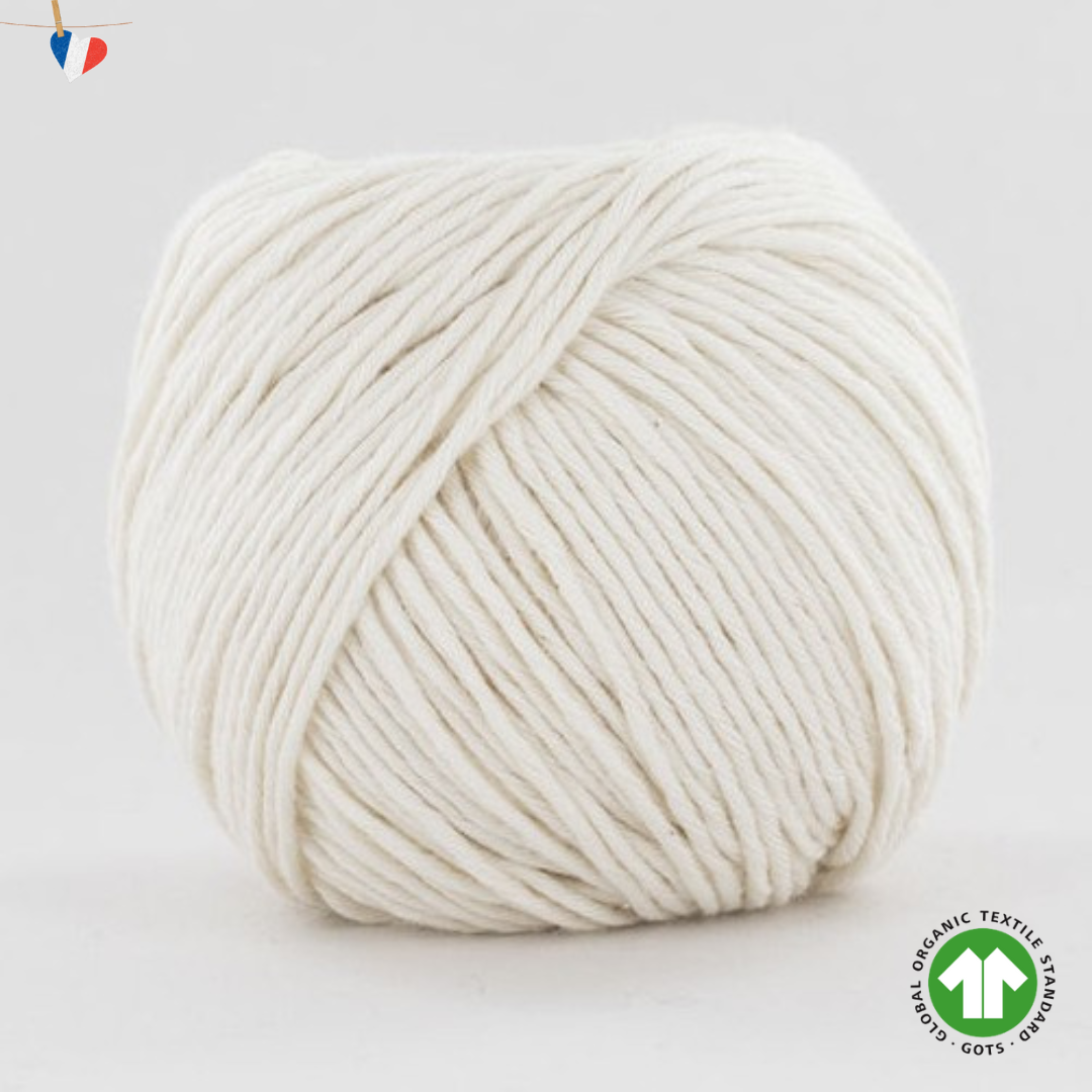 Fil à tricoter en coton biologique certifié GOTS - 9 brin - Fabrication Française