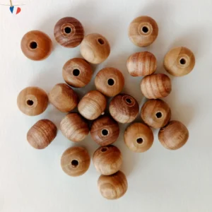 Perles en bois de frêne rondes aplaties 12x10mm - Fabrication française