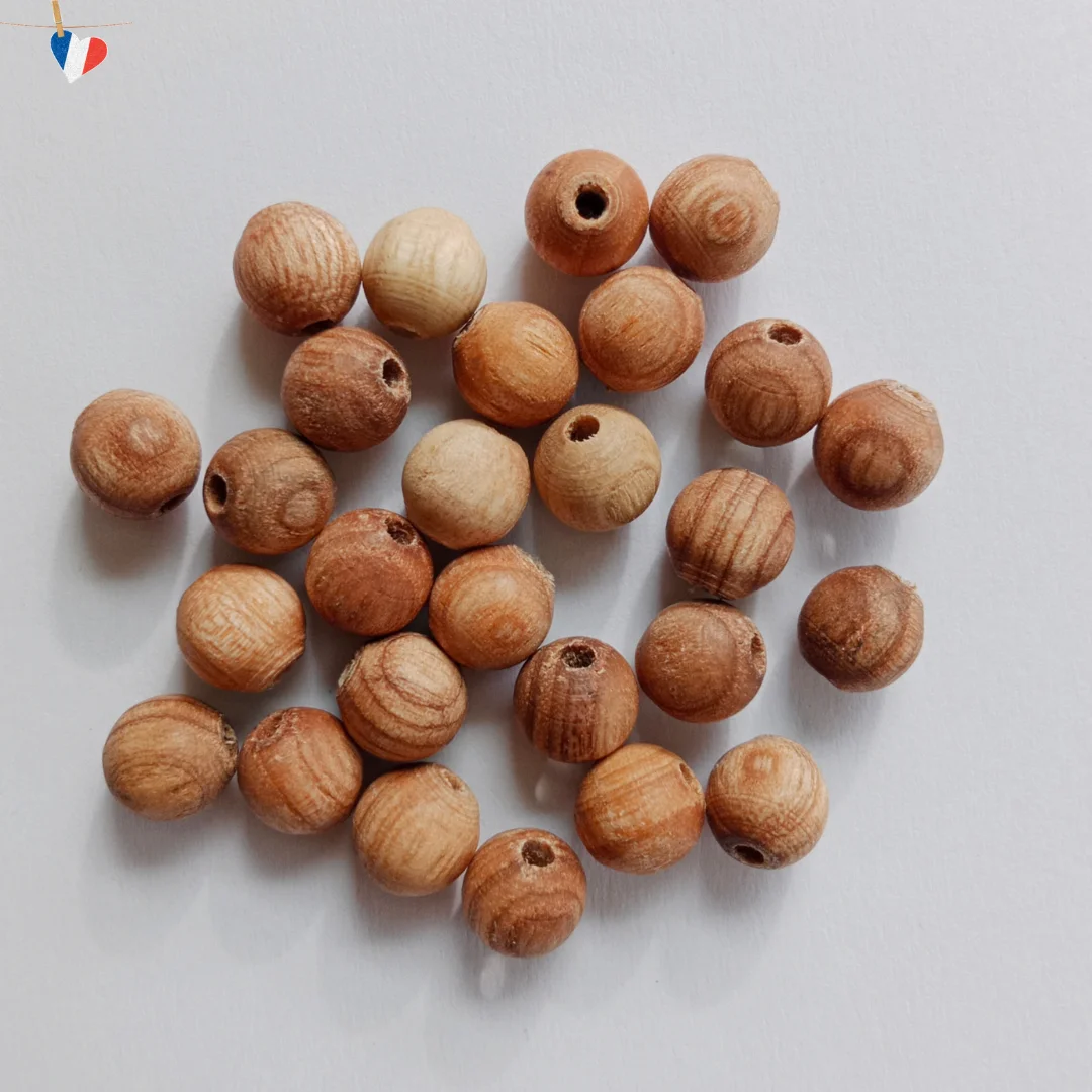 Perles en bois de frêne 8mm - Fabrication française Perles en bois de frêne 8mm - Fabrication française