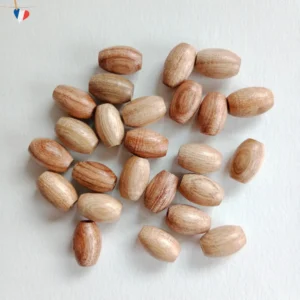 Perles en bois de frêne ovale de 12mm - Fabrication française