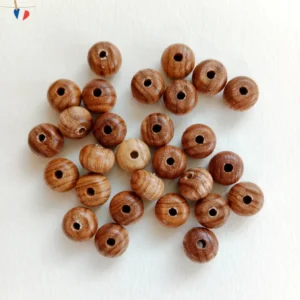 Perles en bois de frêne rondes aplaties 8x6 mm - Fabrication française