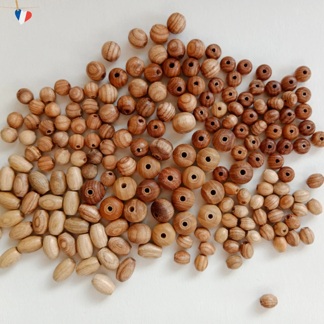 Perles en bois de frêne de différents modèles - Fabrication française Perles en bois de frêne de différents modèles - Fabrication française
