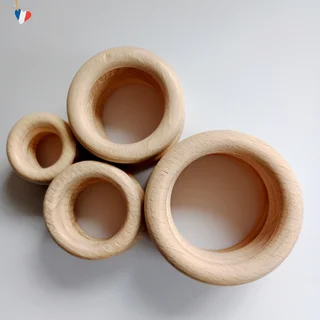 Anneaux en bois de hêtre du Jura - 4 tailles - Fabrication française