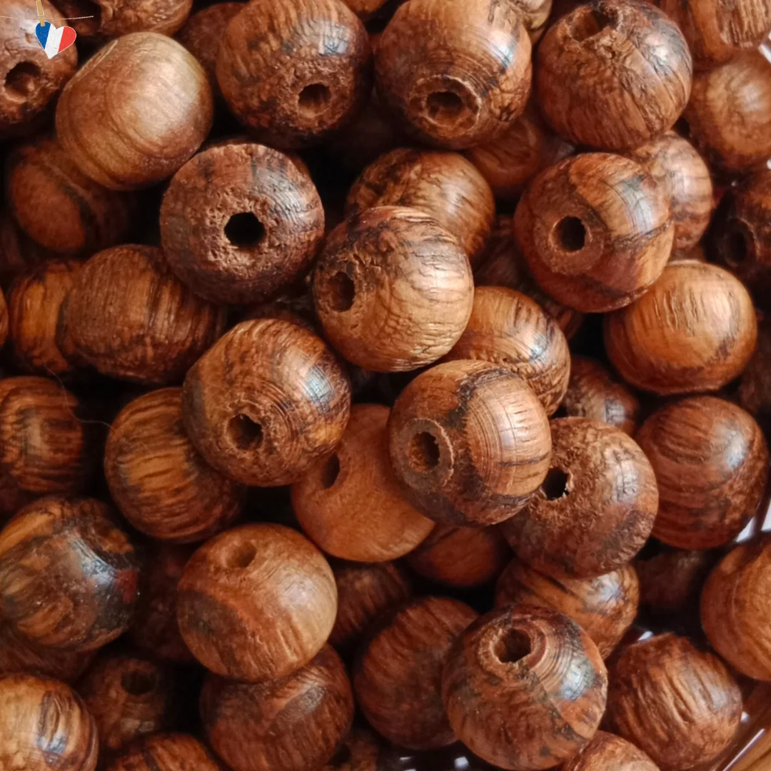 Perles en bois de châtaignier 12x10mm - Fabrication française