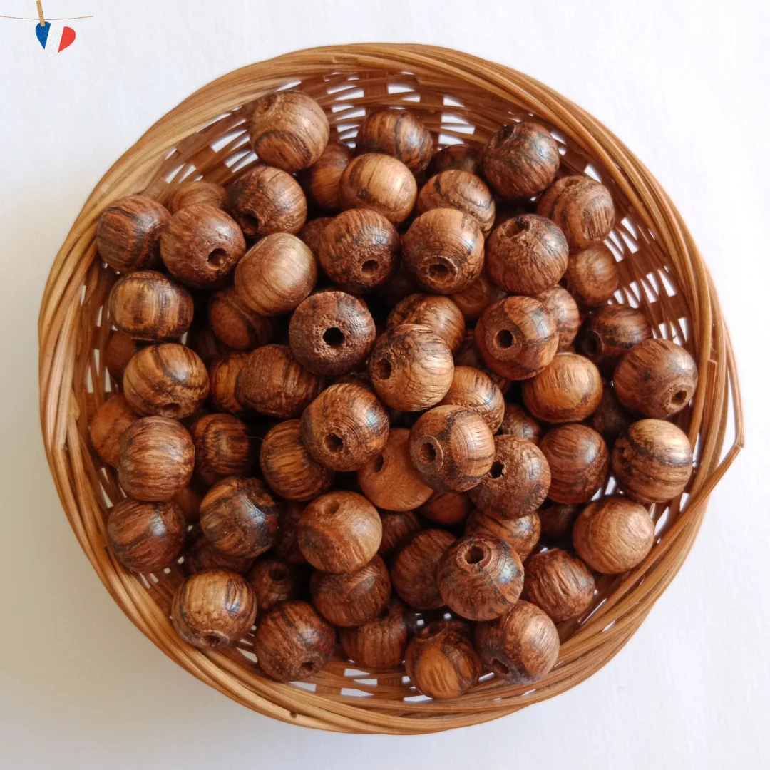Perles en bois de châtaignier 12x10mm - Origine et fabrication française