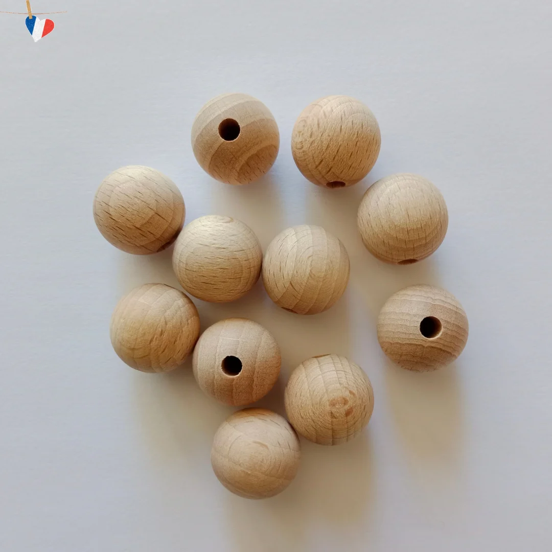 Perles en bois de hêtre du Jura 18mm - Fabrication française Perles en bois de hêtre du Jura 18mm - Fabrication française