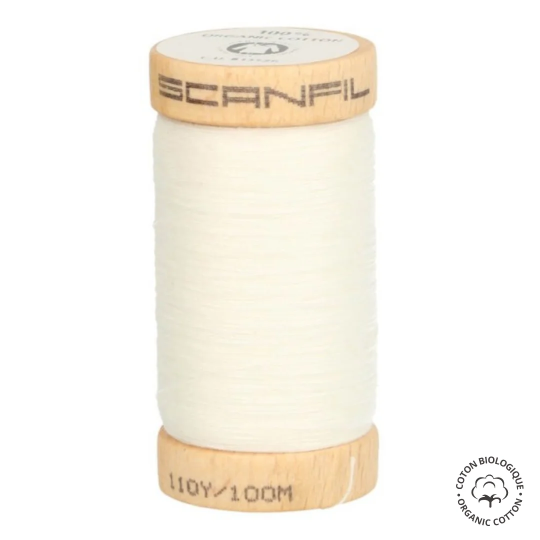 Fil blanc en coton biologique certifié GOTS Scanfil 100m