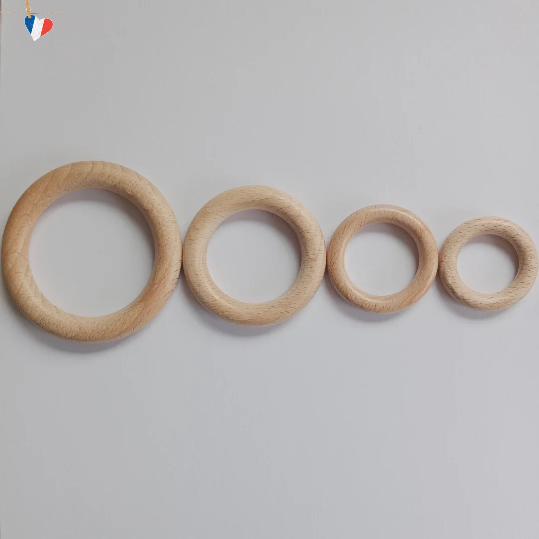 Anneaux en bois de hêtre du Jura polis - Fabrication française-1
