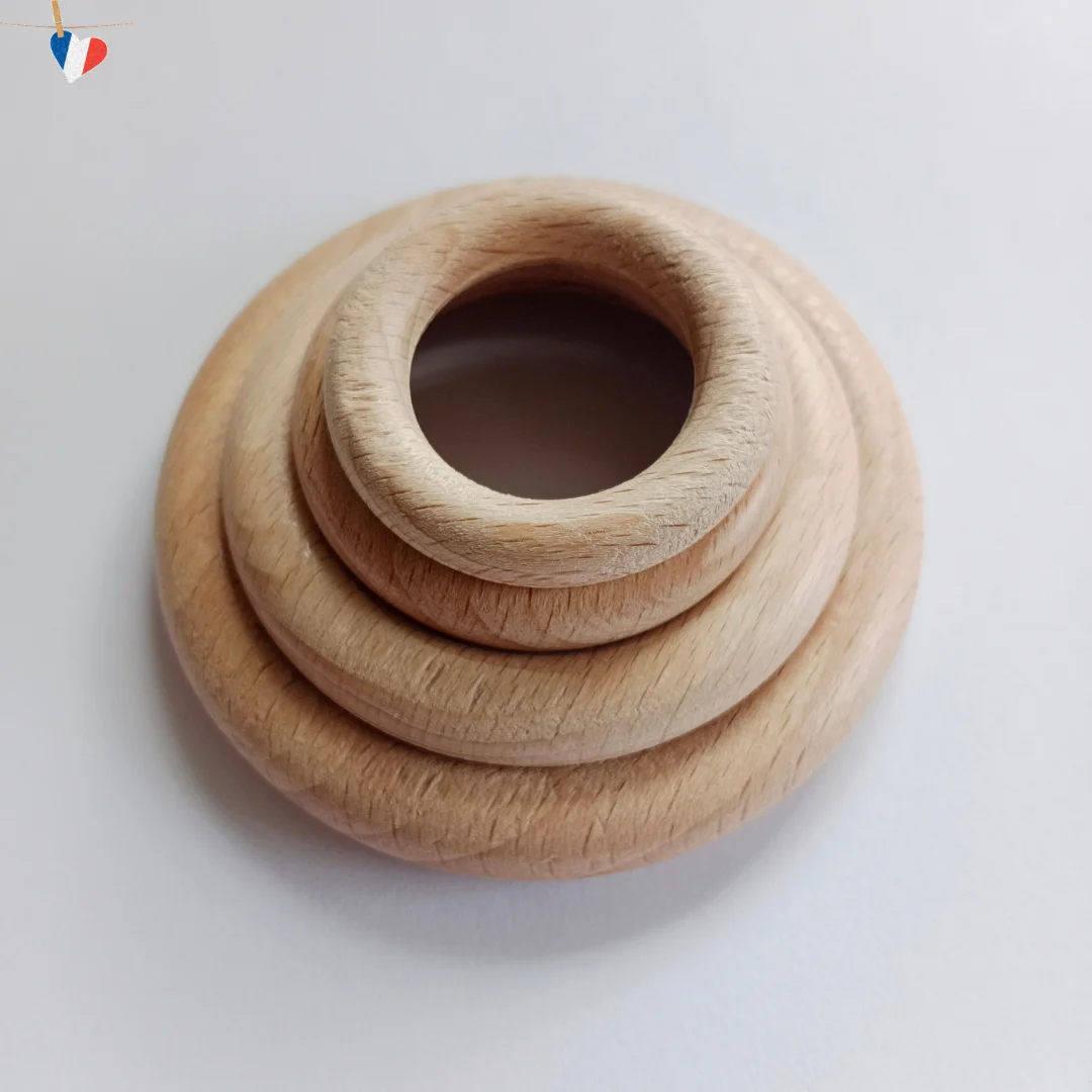 Anneaux en bois de hêtre du Jura polis - Fabriqués en France