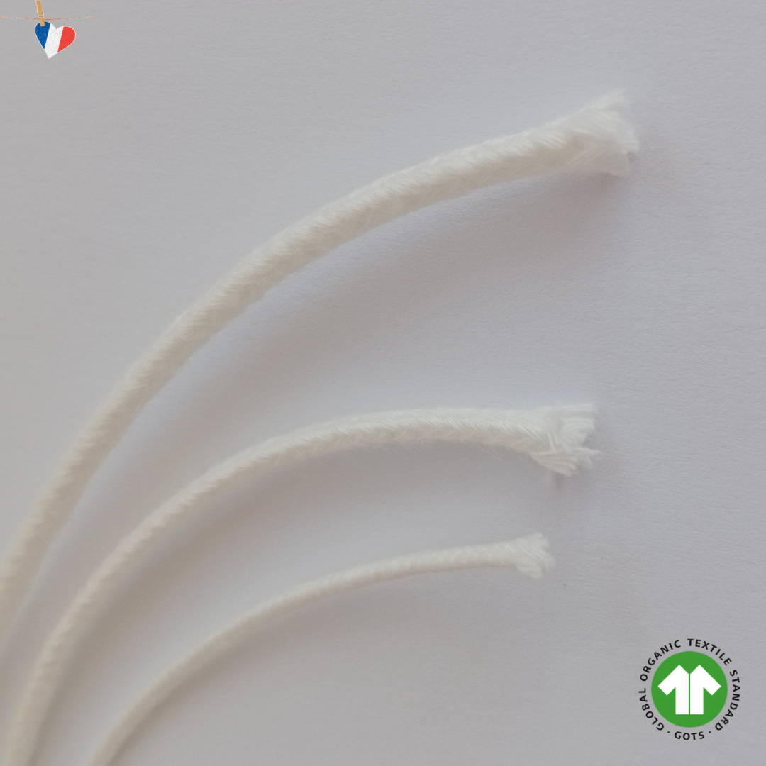 Mèche à bougies en coton biologique certifié GOTS - Fabrication française